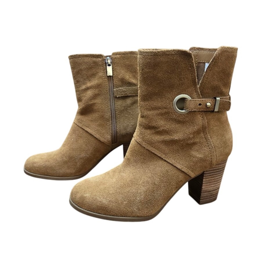 Koolaburra by UGG Suede Ankle Boots Heeled Side Zip Buckle‎ Accent Sz 7